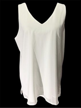 Classic V-Neck Sleeveless Tank Top - White